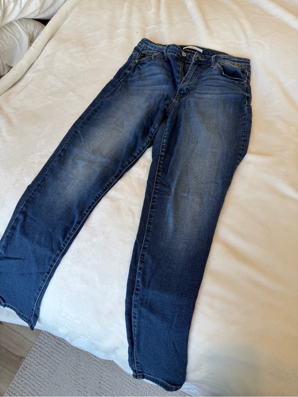 KanCan Women's Straight Leg Jeans in Dark Blue Wash